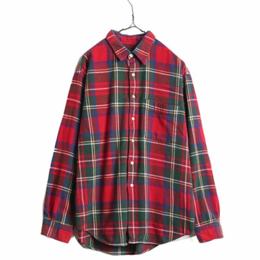 90s J CREW チェック 長袖 ヘビー フランネル シャツ メンズ L 90s J CREW チェック 長袖 ヘビー フランネル シャツ メンズ L