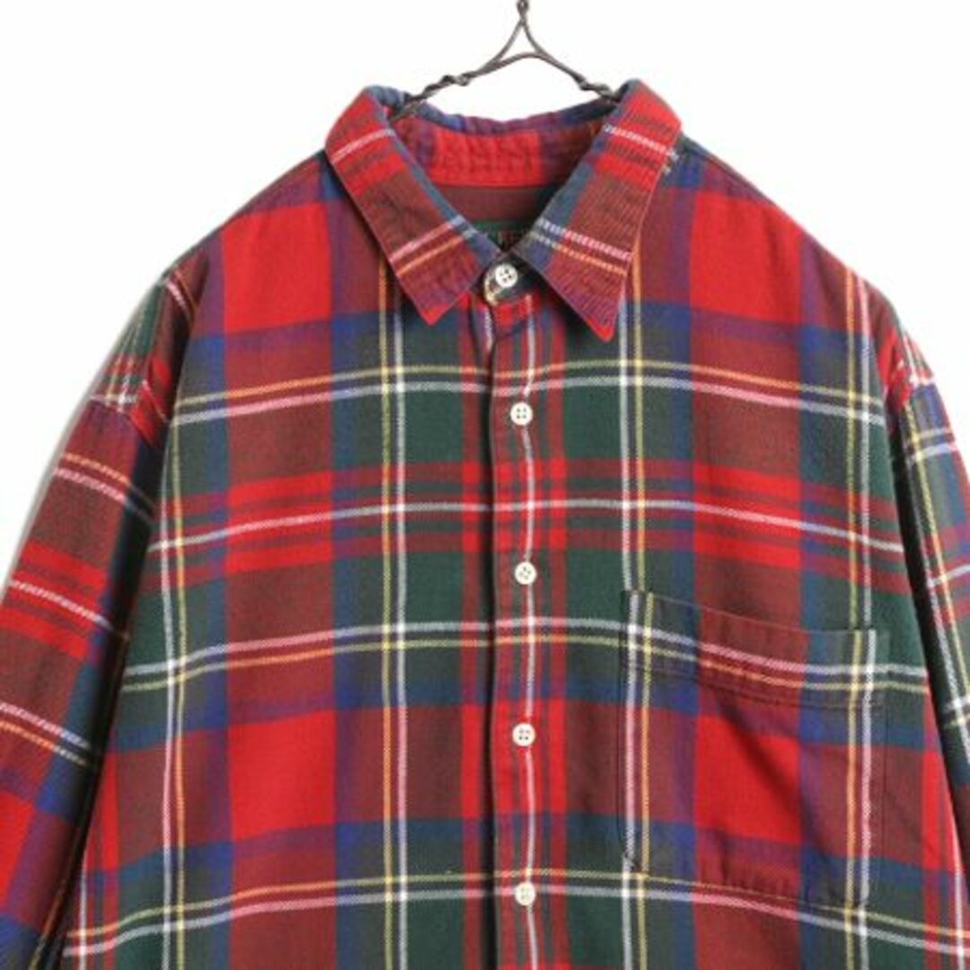 90s J CREW チェック 長袖 ヘビー フランネル シャツ メンズ L 90s J CREW チェック 長袖 ヘビー フランネル シャツ メンズ L