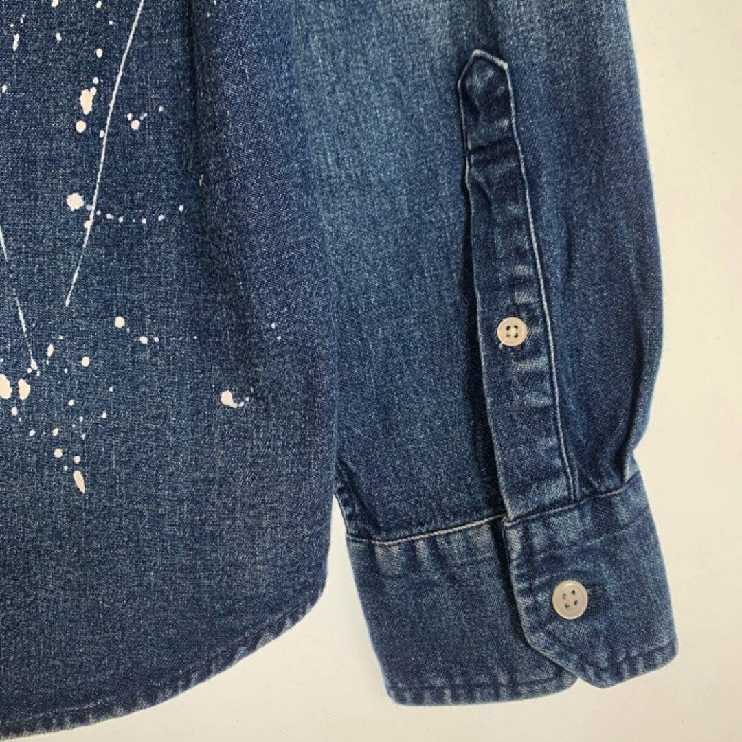 uniform experiment(ユニフォームエクスペリメント)のuniform experiment ユニフォームエクスペリメント DRIPPING DENIM B.D SHIRT ボタンダウンデニムシャツ プリント ペンキ インディゴ UE-189037 Size 1 メンズのトップス(シャツ)の商品写真