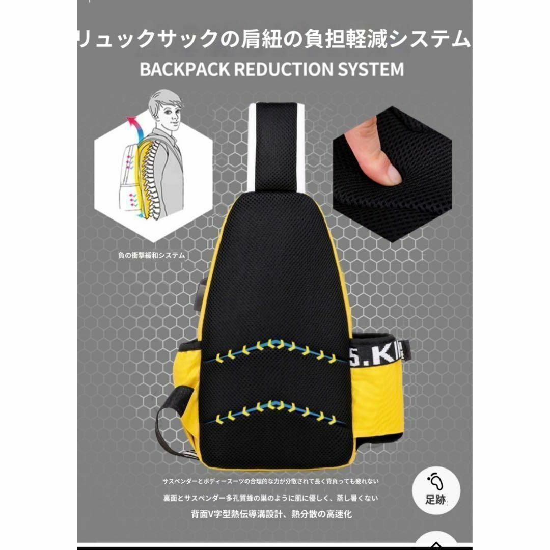 ⭐️大人気⭐️ボディバッグ　大容量　USB穴　赤　ドリンクポケット　肩掛け メンズのバッグ(ボディーバッグ)の商品写真