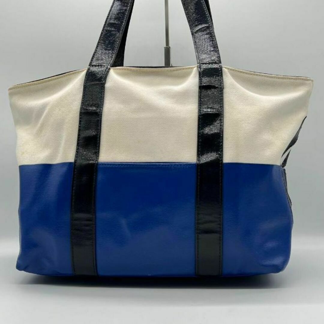Tory Burch(トリーバーチ)の✨️良品✨️Tory Burch ロゴ トートバッグ バイカラー PVC ブルー レディースのバッグ(トートバッグ)の商品写真