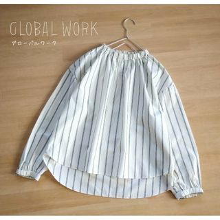 グローバルワーク(GLOBAL WORK)のグローバルワーク　ストライプブラウス　ゆったりシルエット　Ｌ　大きいサイズ　春物(シャツ/ブラウス(長袖/七分))