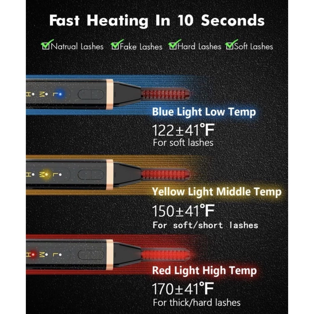 【充電式】ホットビューラー まつげカーラー 長時間キープ 急速予熱 3段階温度調 コスメ/美容のメイク道具/ケアグッズ(ホットビューラー)の商品写真