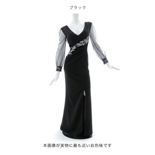 ロングドレス ブラック シースルー ビジュー キラキラ(ナイトドレス)