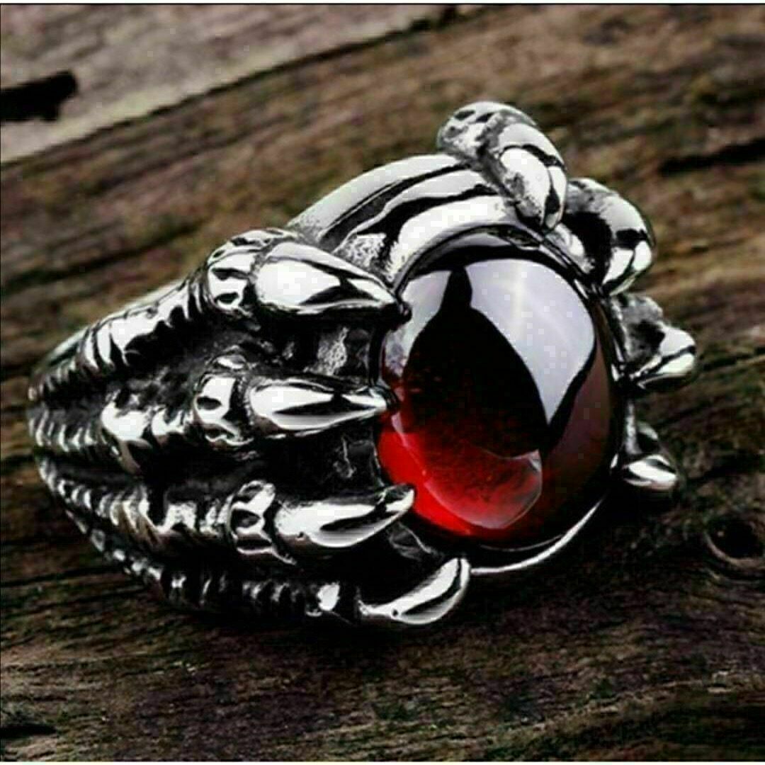 【A080】リング　メンズ　指輪　シルバー　レッド　赤　ドラゴン　龍　竜　20号 メンズのアクセサリー(リング(指輪))の商品写真