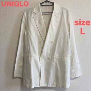 ユニクロ(UNIQLO)のユニクロ　リネンブレンドジャケット　Lサイズ　ホワイト  ジャケット　フォーマル(テーラードジャケット)