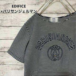 エディフィス(EDIFICE)のEDIFICE×パリサンジェルマン ボーダー柄カットソー ロゴ サッカー(Tシャツ/カットソー(半袖/袖なし))