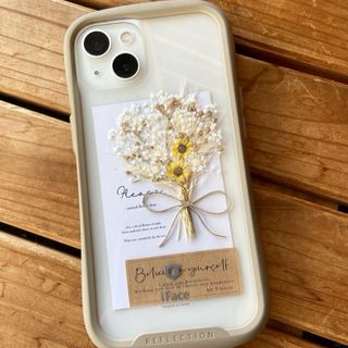 向日葵ゴールド❁︎ スマホ　かすみ草　ブーケ　ケース　iface インナーシート(スマホケース)