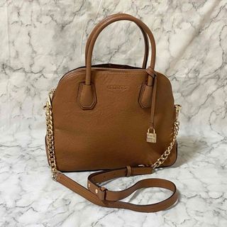 マイケルコース(Michael Kors)の美品✨マイケルコース・ゴールドチェーン付きレザーバッグ 手提げ肩掛け ブラウン系(ハンドバッグ)