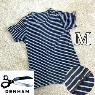 デンハム(DENHAM)のDENHAM デンハム ボーダー柄 マリン 半袖Tシャツ ブルー カットソー M(Tシャツ/カットソー(半袖/袖なし))