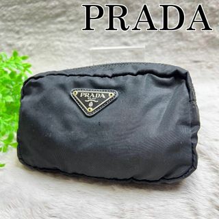 PRADA - PRADA プラダ　アクセサリーポーチ 黒 ブラック 化粧ポーチ 三角ロゴ