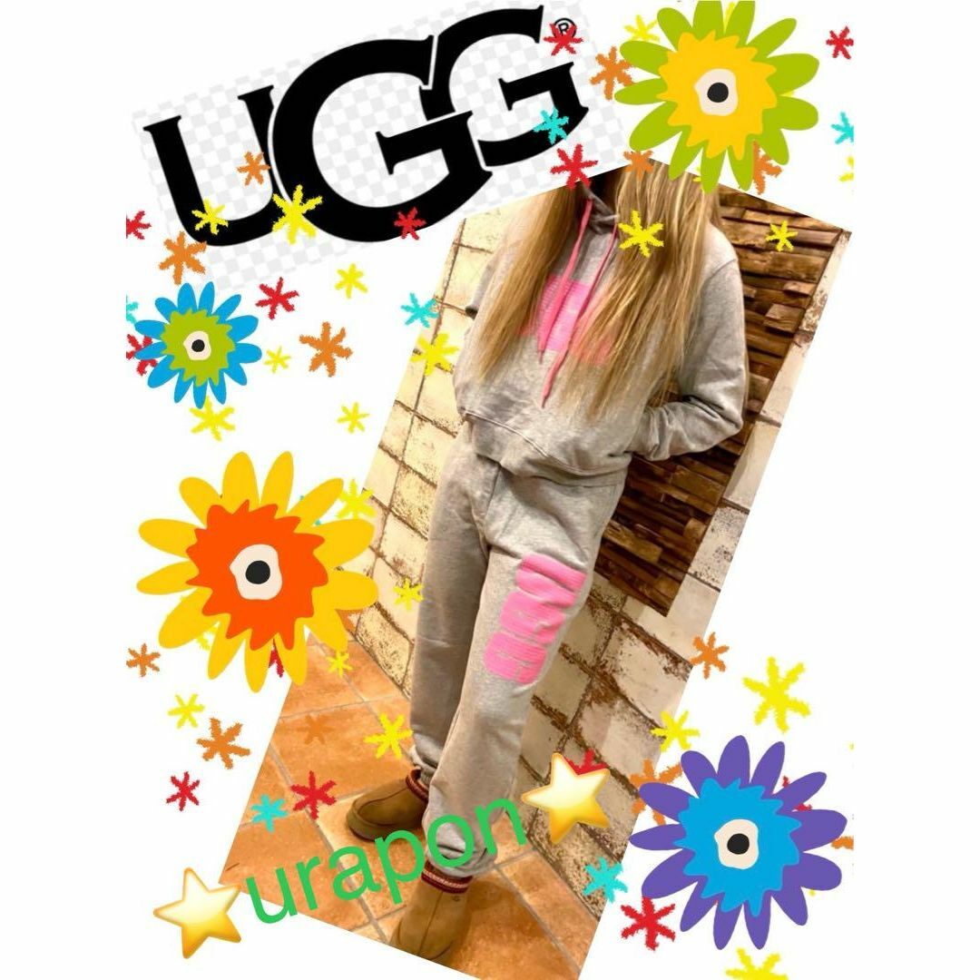 UGG(アグ)の③激レア✨セットアップ✨超美品✨UGG✨発泡 ビッグロゴ✨パーカーM＆パンツXL レディースのトップス(パーカー)の商品写真