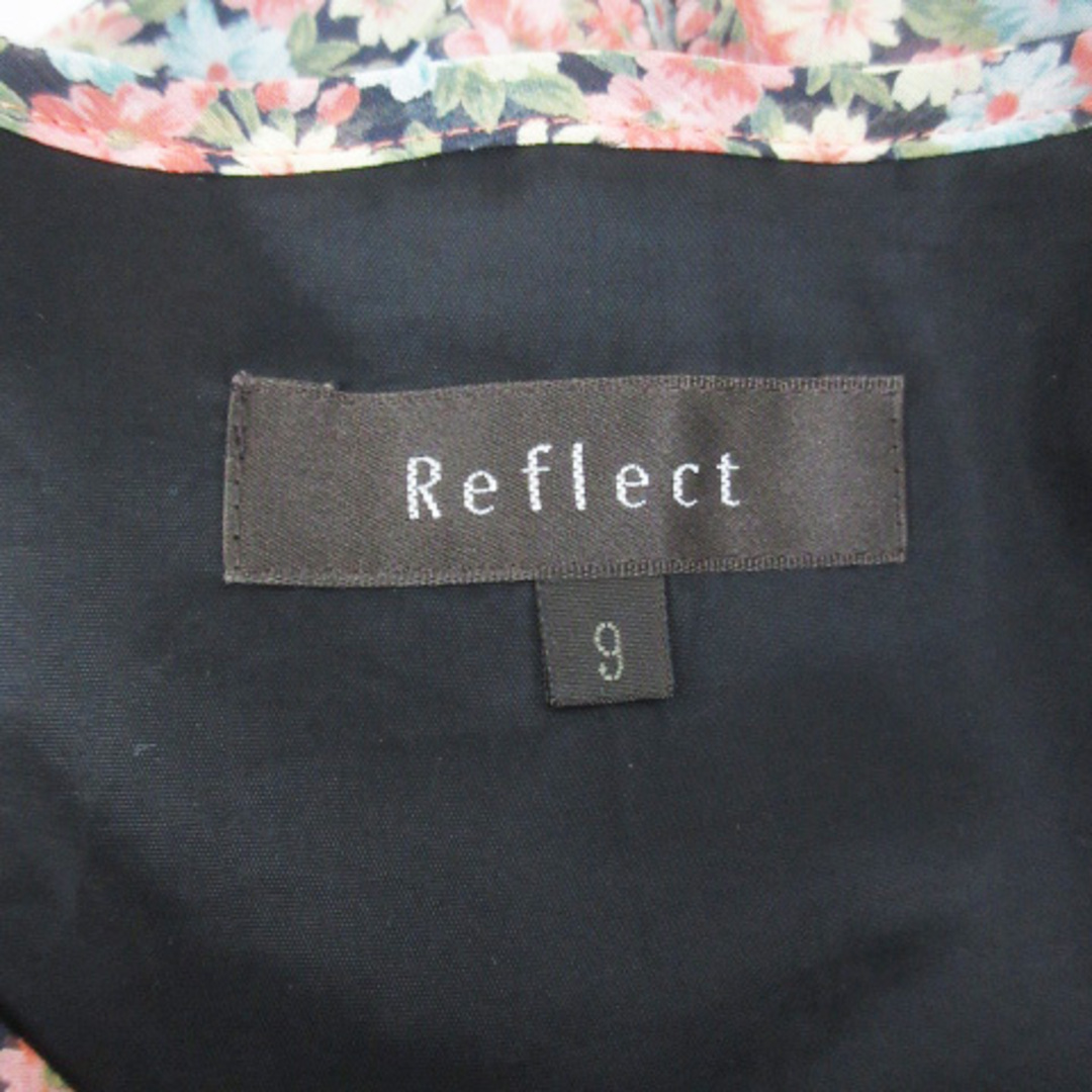 ReFLEcT(リフレクト)のリフレクト フレアワンピース ひざ丈 半袖 ラウンドネック 花柄 9 黒 赤 レディースのワンピース(ひざ丈ワンピース)の商品写真