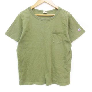 チャンピオン(Champion)のチャンピオン Tシャツ カットソー 半袖 ラウンドネック ロゴ刺繡 M カーキ(Tシャツ(半袖/袖なし))