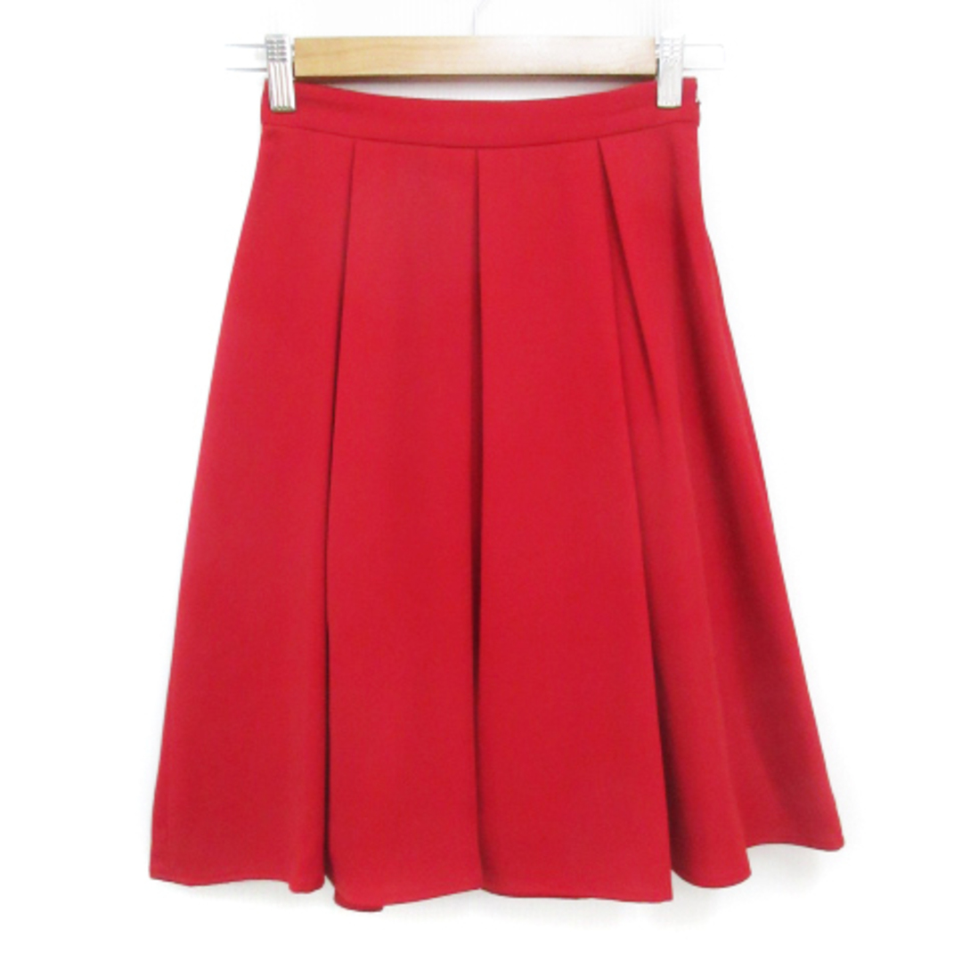QUEENS COURT(クイーンズコート)のクイーンズコート プリーツスカート ミモレ丈 無地 0 赤 レッド /FF24 レディースのスカート(ひざ丈スカート)の商品写真