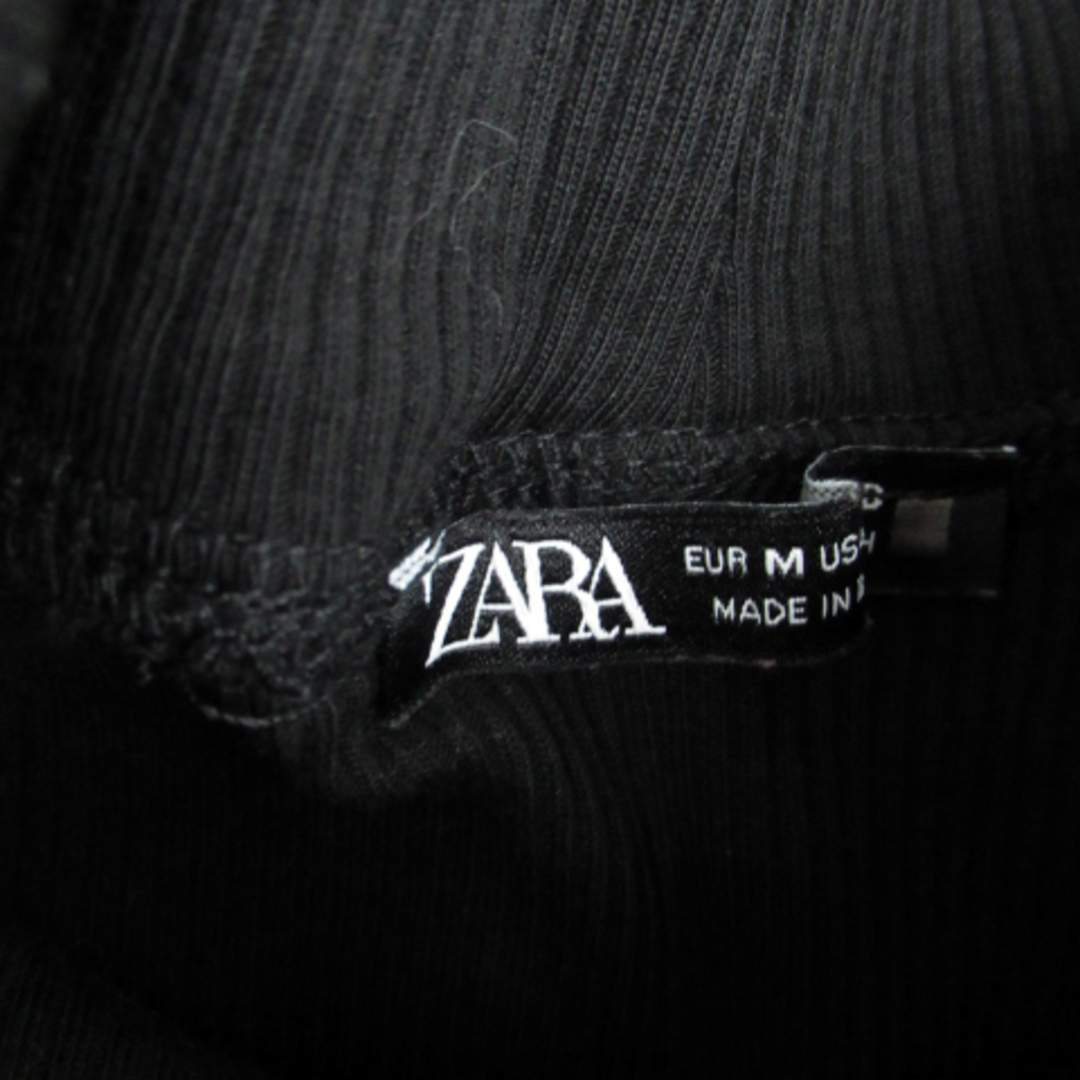 ZARA(ザラ)のザラ ZARA ワンピース マキシ丈 ロング丈 半袖 ボトルネック リブ M 黒 レディースのワンピース(ロングワンピース/マキシワンピース)の商品写真