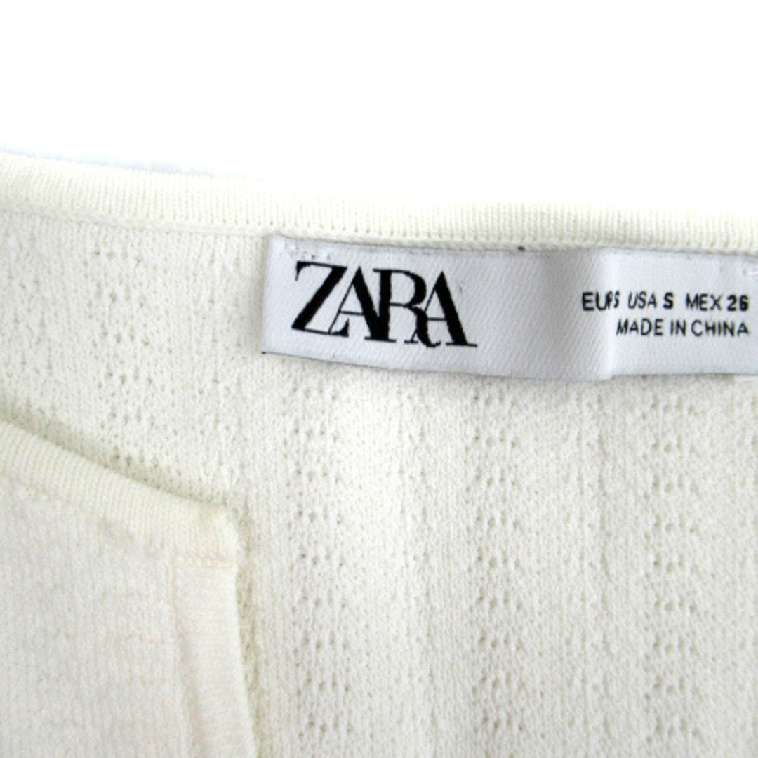 ZARA(ザラ)のザラ ZARA カットソー ノースリーブ スリットネック フリンジ S 白 レディースのトップス(カットソー(半袖/袖なし))の商品写真