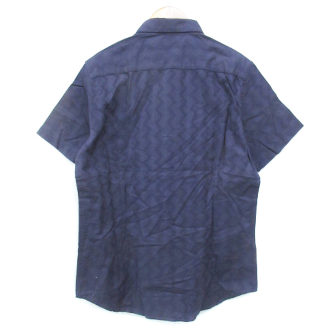 RENOMA(レノマ)のレノマ カジュアルシャツ 半袖 シェブロン柄 ストライプ柄 M 紺 ネイビー メンズのトップス(シャツ)の商品写真