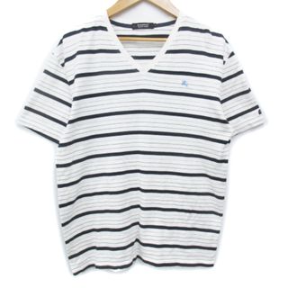 バーバリーブラックレーベル(BURBERRY BLACK LABEL)のバーバリーブラックレーベル Tシャツ カットソー 半袖 ボーダー柄 2 白 黒(Tシャツ/カットソー(半袖/袖なし))