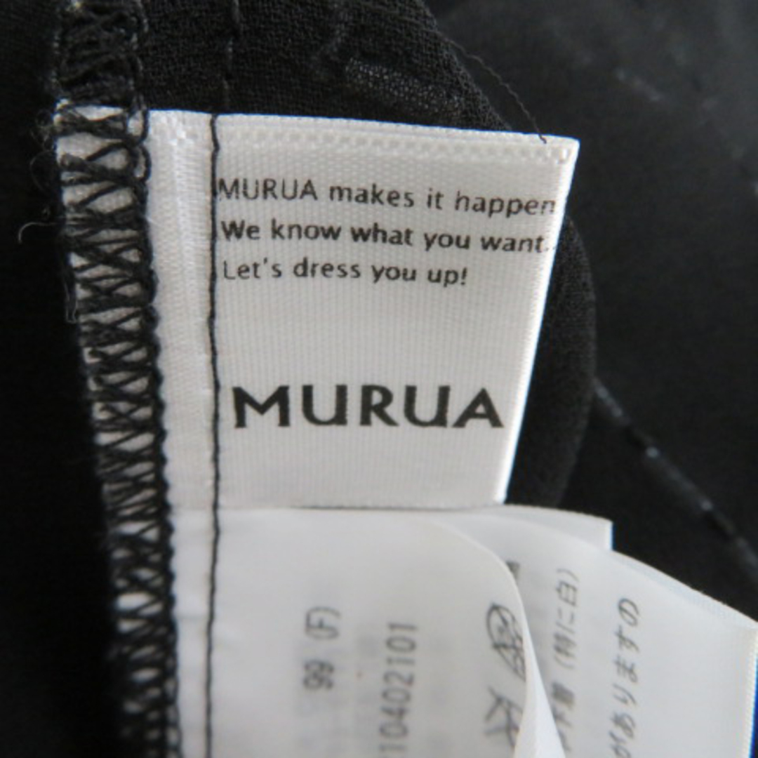 MURUA(ムルーア)のムルーア ブラウス カットソー 半袖 Uネック ビーズ シースルー F 黒 レディースのトップス(シャツ/ブラウス(半袖/袖なし))の商品写真