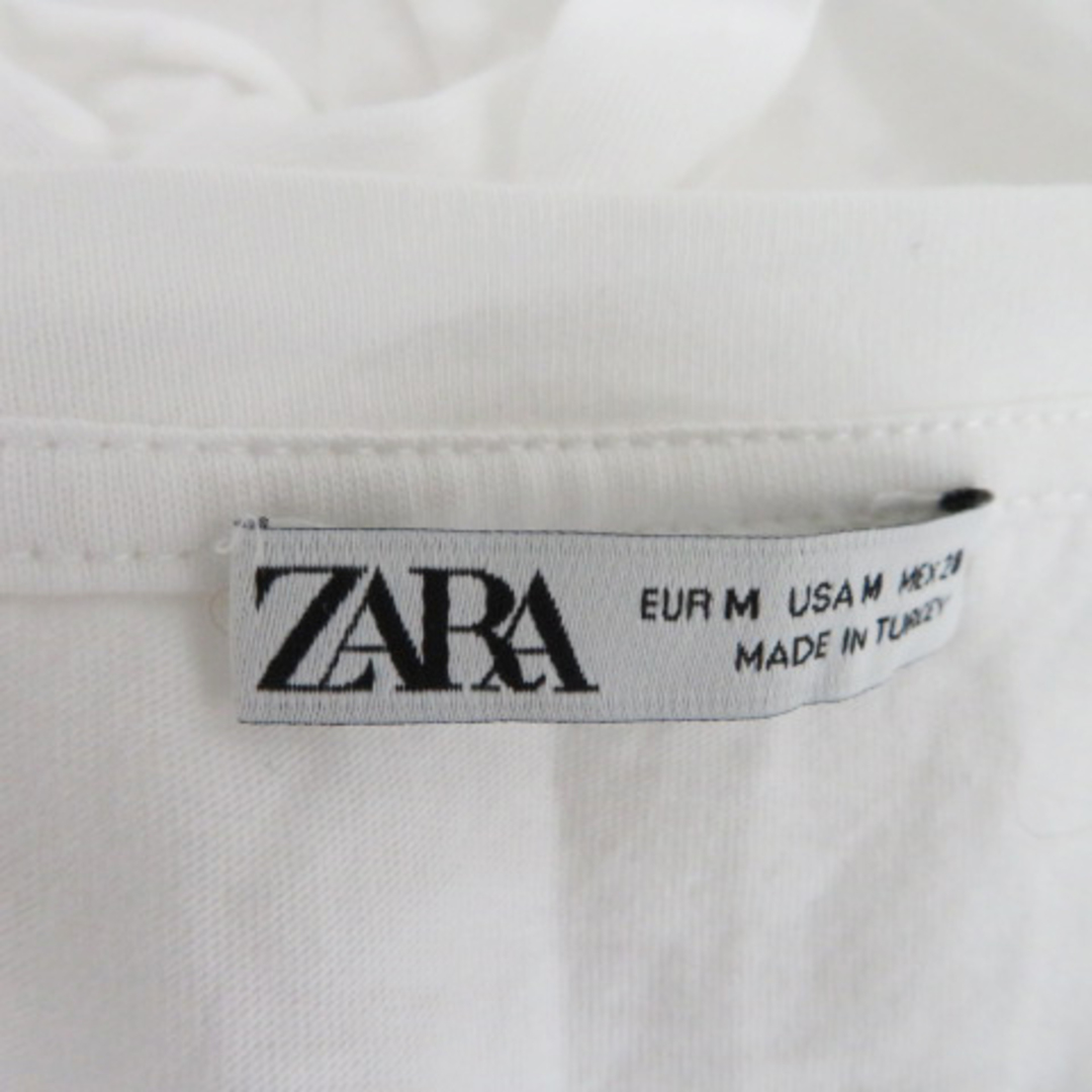 ZARA(ザラ)のザラ カットソー 半袖 ラウンドネック オーバーサイズ 無地 M 白 ホワイト レディースのトップス(カットソー(半袖/袖なし))の商品写真