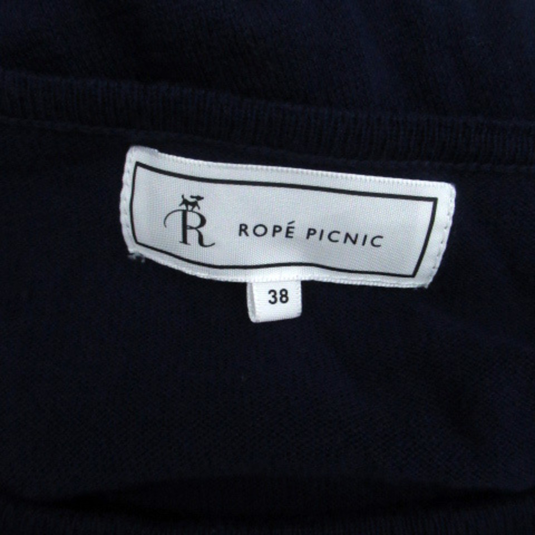 Rope' Picnic(ロペピクニック)のロペピクニック ニット カットソー ラウンドネック 半袖 レース 切替 38 紺 レディースのトップス(ニット/セーター)の商品写真