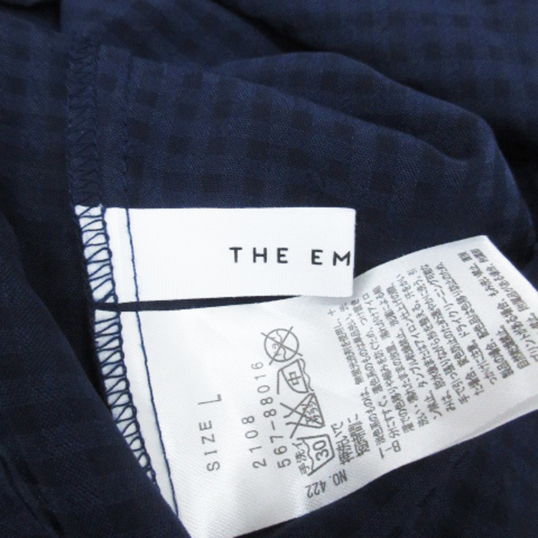 THE EMPORIUM(ジエンポリアム)のジ エンポリアム シャツ ブラウス ノースリーブ ギンガムチェック柄 L 紺 白 レディースのトップス(シャツ/ブラウス(半袖/袖なし))の商品写真