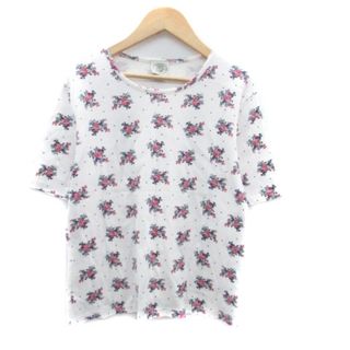 ローラアシュレイ(LAURA ASHLEY)のローラアシュレイ Tシャツ カットソー 半袖 花柄 ドット L オフホワイト 紺(Tシャツ(半袖/袖なし))