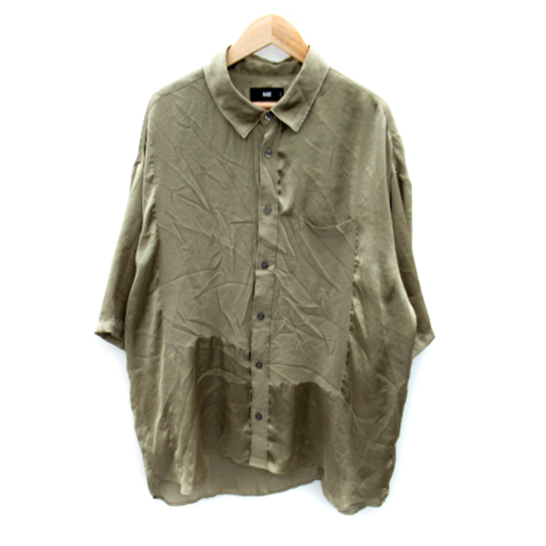 HARE(ハレ)のハレ カジュアルシャツ サテン 半袖 無地 切替 オーバーサイズ S カーキ メンズのトップス(シャツ)の商品写真
