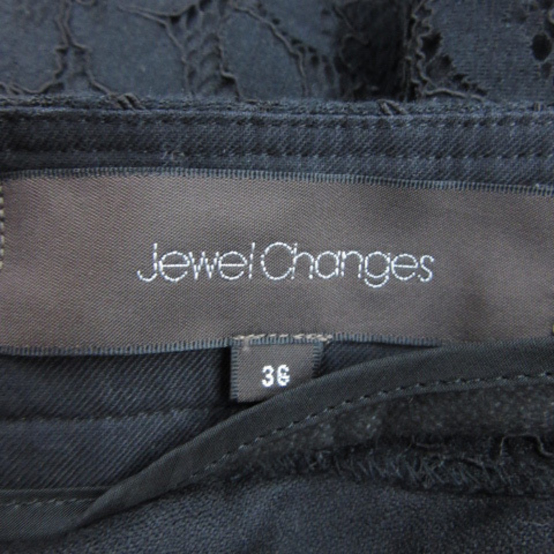 Jewel Changes(ジュエルチェンジズ)のジュエルチェンジズ アローズ フレアスカート ミニ丈 総レース 36 黒 レディースのスカート(ミニスカート)の商品写真