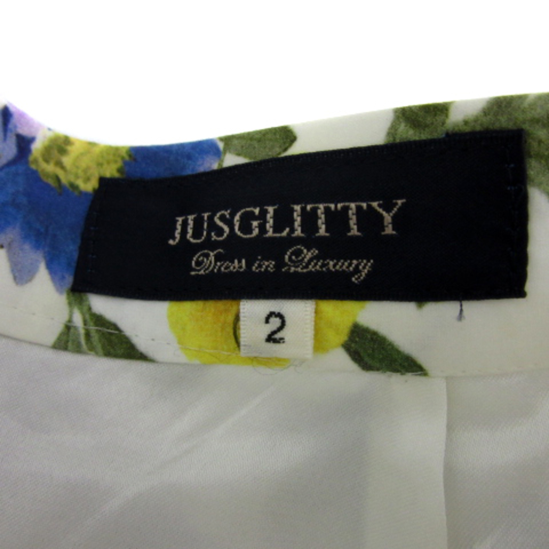 JUSGLITTY(ジャスグリッティー)のジャスグリッティー フレアスカート ミモレ丈 花柄 2 マルチカラー 白 レディースのスカート(ひざ丈スカート)の商品写真