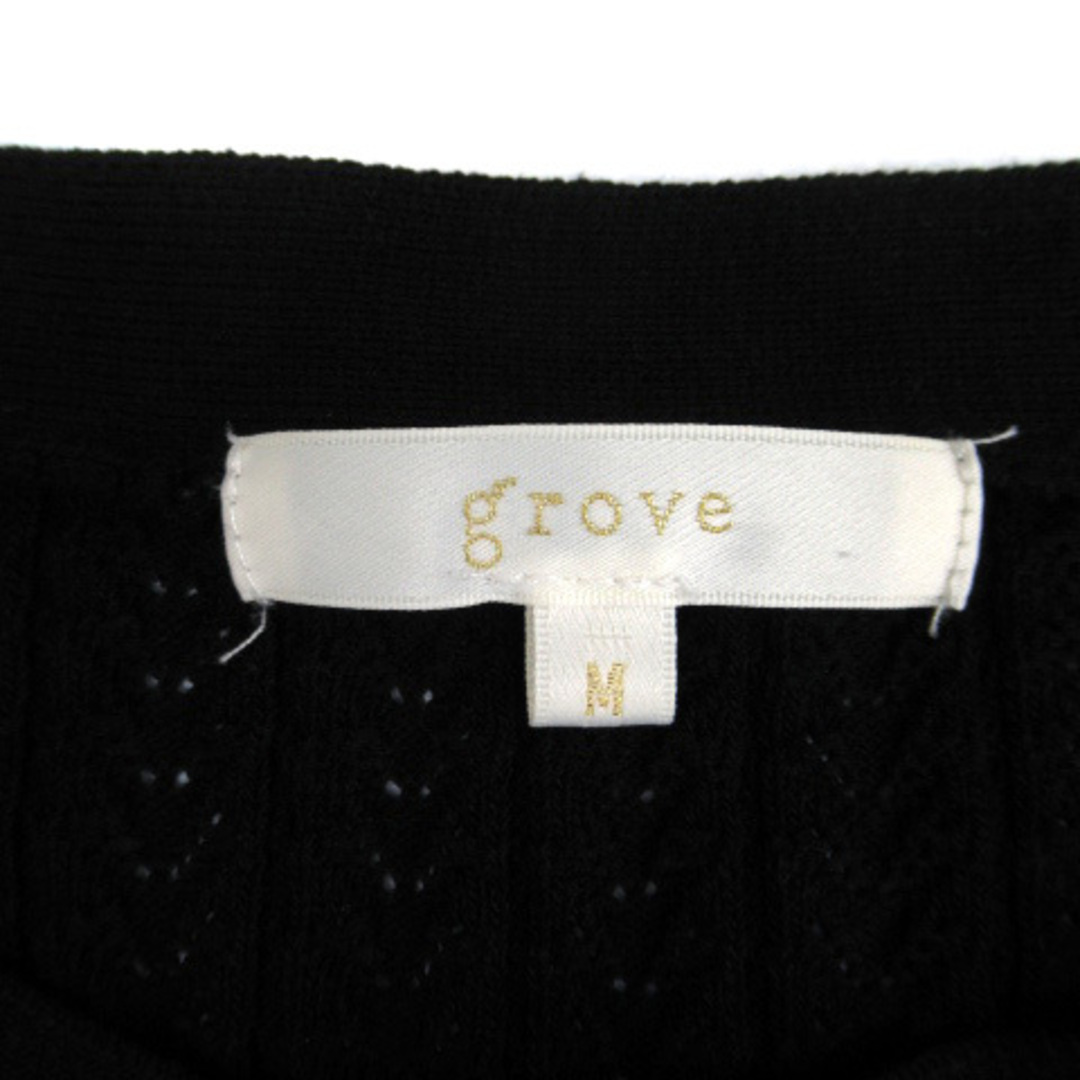 grove(グローブ)のグローブ grove ニット カットソー 透かし編み 切替 シフォン M 黒 レディースのトップス(ニット/セーター)の商品写真
