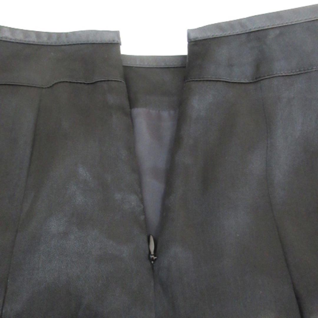 Paul Stuart(ポールスチュアート)のポールスチュアート プリーツスカート サテン ひざ丈 総柄 シルク混 6 黒 レディースのスカート(ひざ丈スカート)の商品写真