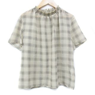 ロペピクニック(Rope' Picnic)のロペピクニック ブラウス カットソー 半袖 チェック柄 38 ベージュ 黒(シャツ/ブラウス(半袖/袖なし))