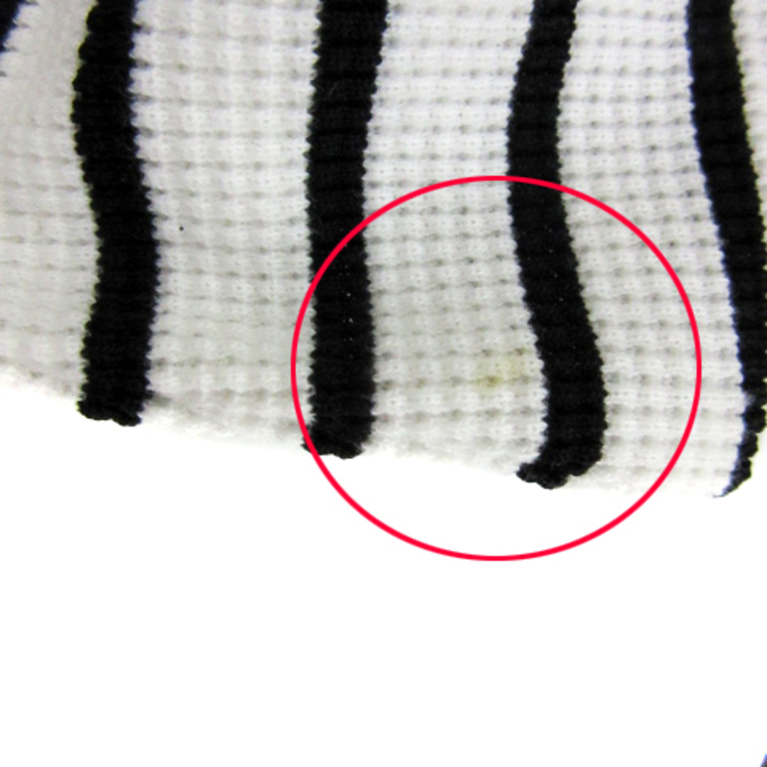 Discoat(ディスコート)のディスコート Tシャツ カットソー 半袖 ボーダー柄 ワッフル M 白 黒 レディースのトップス(Tシャツ(半袖/袖なし))の商品写真