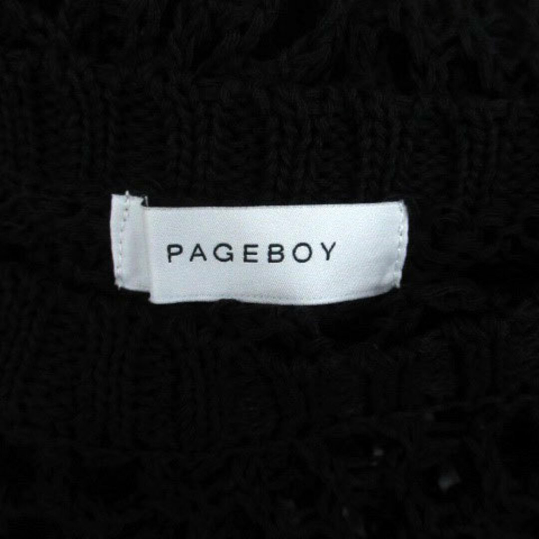 PAGEBOY(ページボーイ)のページボーイ ニット カットソー クルーネック 長袖 かぎ編み F 黒 ブラック レディースのトップス(ニット/セーター)の商品写真