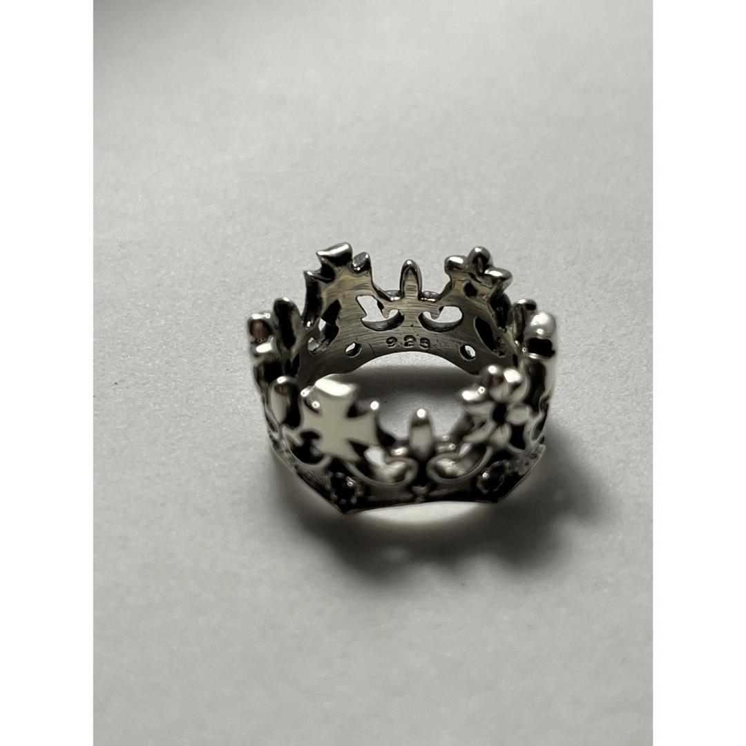 クラウン　王冠　花　十字架　クロス　スターリングシルバー925リング　銀　11号 メンズのアクセサリー(リング(指輪))の商品写真