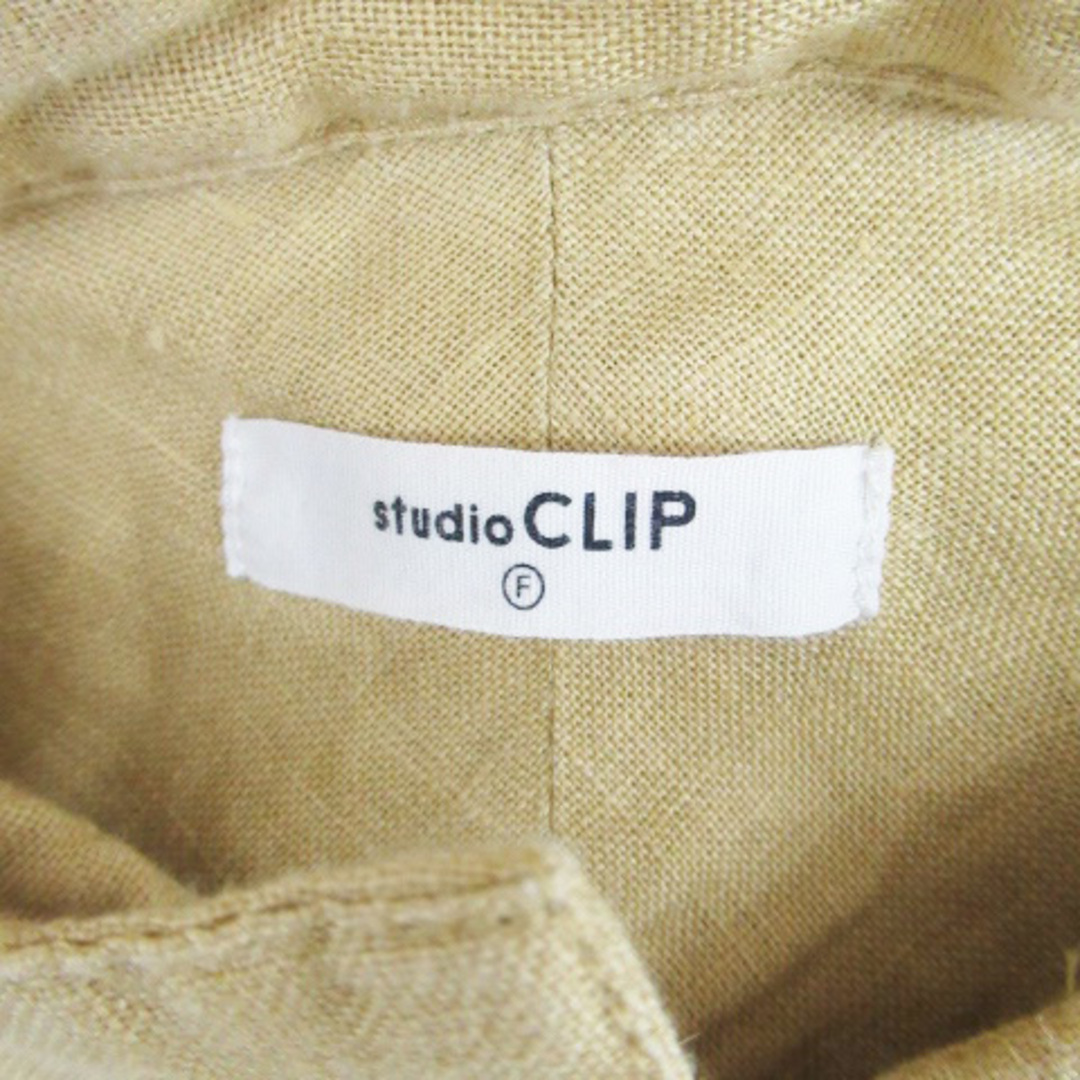 STUDIO CLIP(スタディオクリップ)のスタディオクリップ シャツワンピース 半袖 ロールアップ リネン F 黄色 レディースのワンピース(ロングワンピース/マキシワンピース)の商品写真