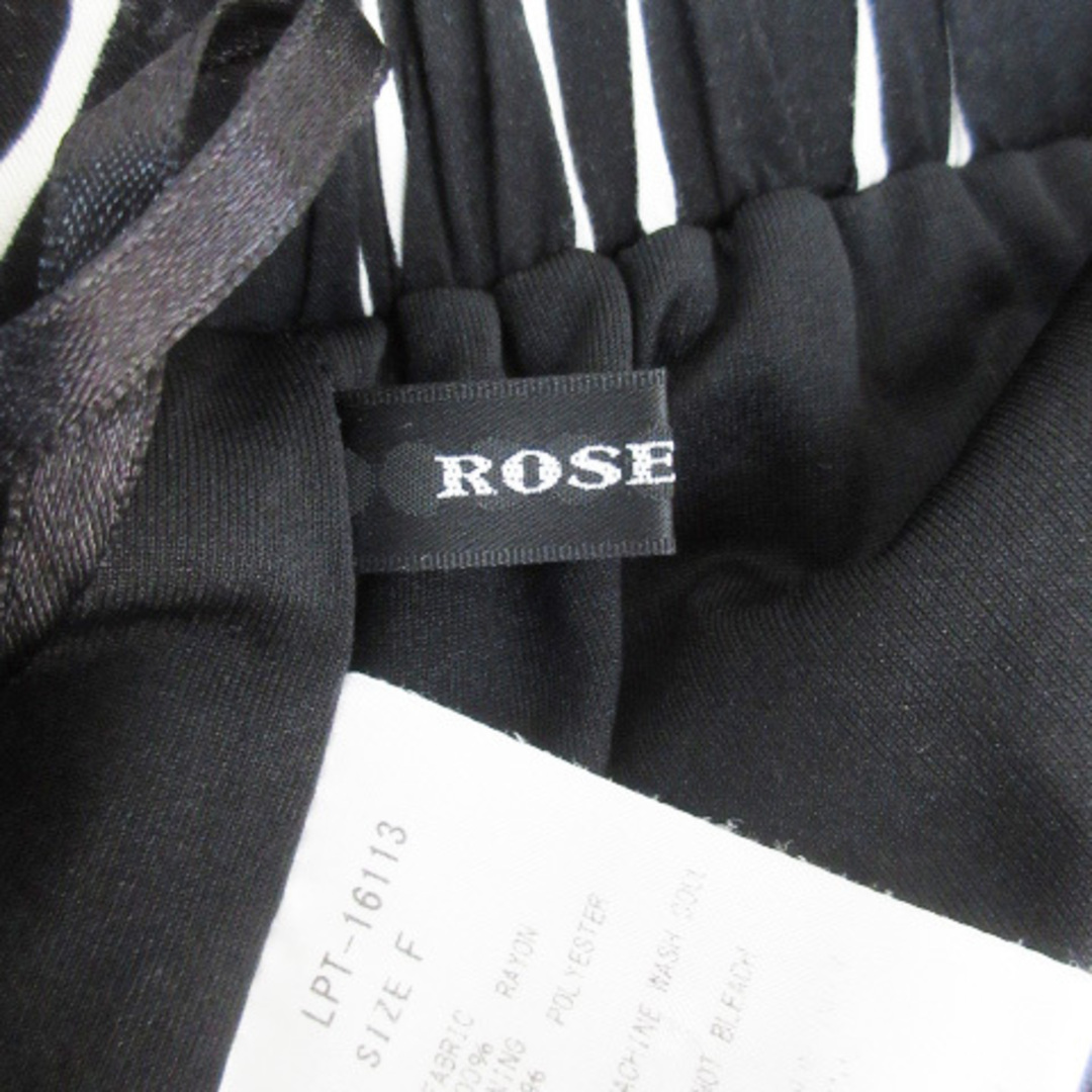 ROSE BUD(ローズバッド)のローズバッド ワイドパンツ イージーパンツ ロング丈 ストライプ柄 F 黒 白 レディースのパンツ(その他)の商品写真