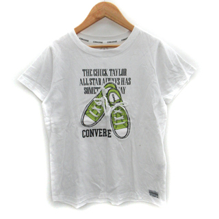 コンバース(CONVERSE)のコンバース Tシャツ カットソー 半袖 プリント レースアップ M 白(Tシャツ(半袖/袖なし))