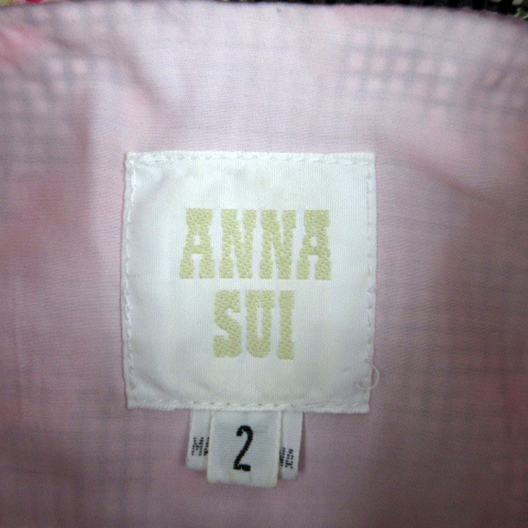 ANNA SUI(アナスイ)のアナスイ シャツワンピース ノースリーブ チェック柄 花柄 2 黒 ピンク レディースのワンピース(ひざ丈ワンピース)の商品写真