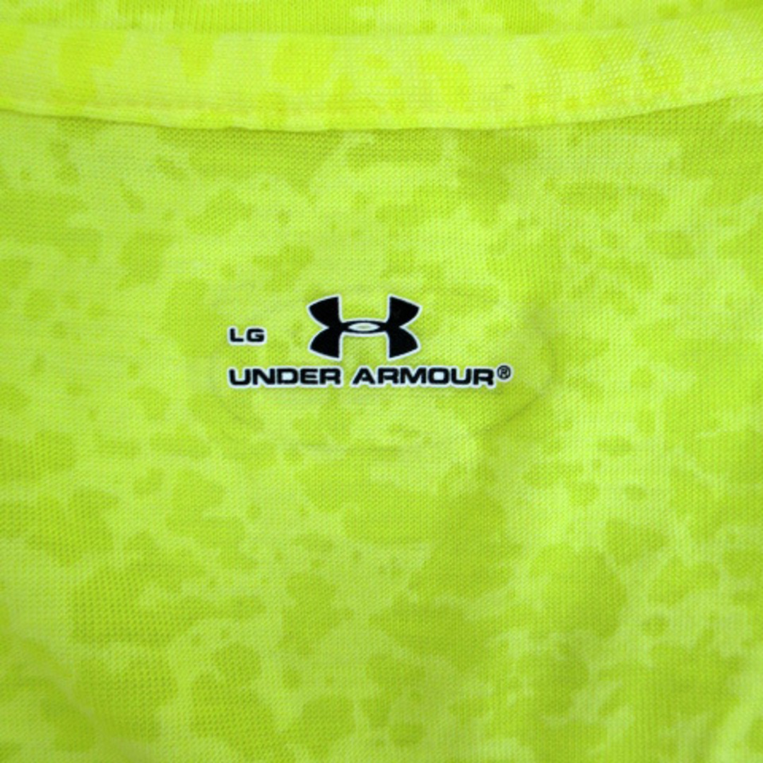 UNDER ARMOUR(アンダーアーマー)のアンダーアーマー Tシャツ カットソー 半袖 Vネック 総柄 薄手 L 黄 レディースのトップス(Tシャツ(半袖/袖なし))の商品写真