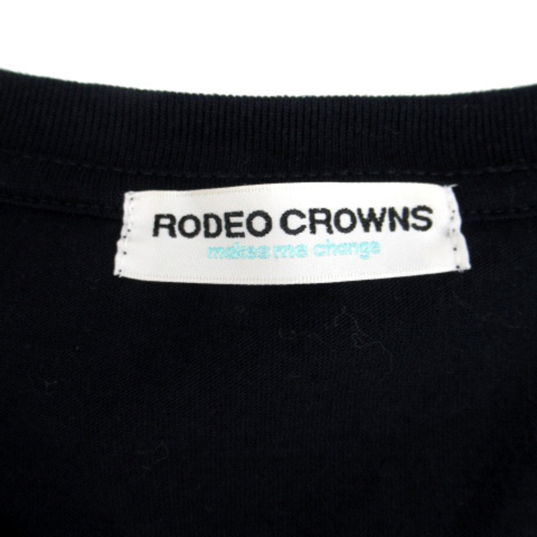 RODEO CROWNS(ロデオクラウンズ)のロデオクラウンズ カットソー 五分袖 プリント F オーバーサイズ 紺 レディースのトップス(その他)の商品写真