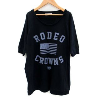 ロデオクラウンズ(RODEO CROWNS)のロデオクラウンズ カットソー 五分袖 プリント F オーバーサイズ 紺(その他)