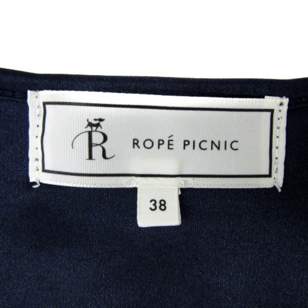 Rope' Picnic(ロペピクニック)のロペピクニック ブラウス カットソー 長袖 無地 38 紺 ゴールド ■MO レディースのトップス(シャツ/ブラウス(長袖/七分))の商品写真