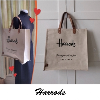 Harrods - 【Harrods／ハロッズ】ロゴ 麻 ジュートバッグ トートバッグ 未使用品