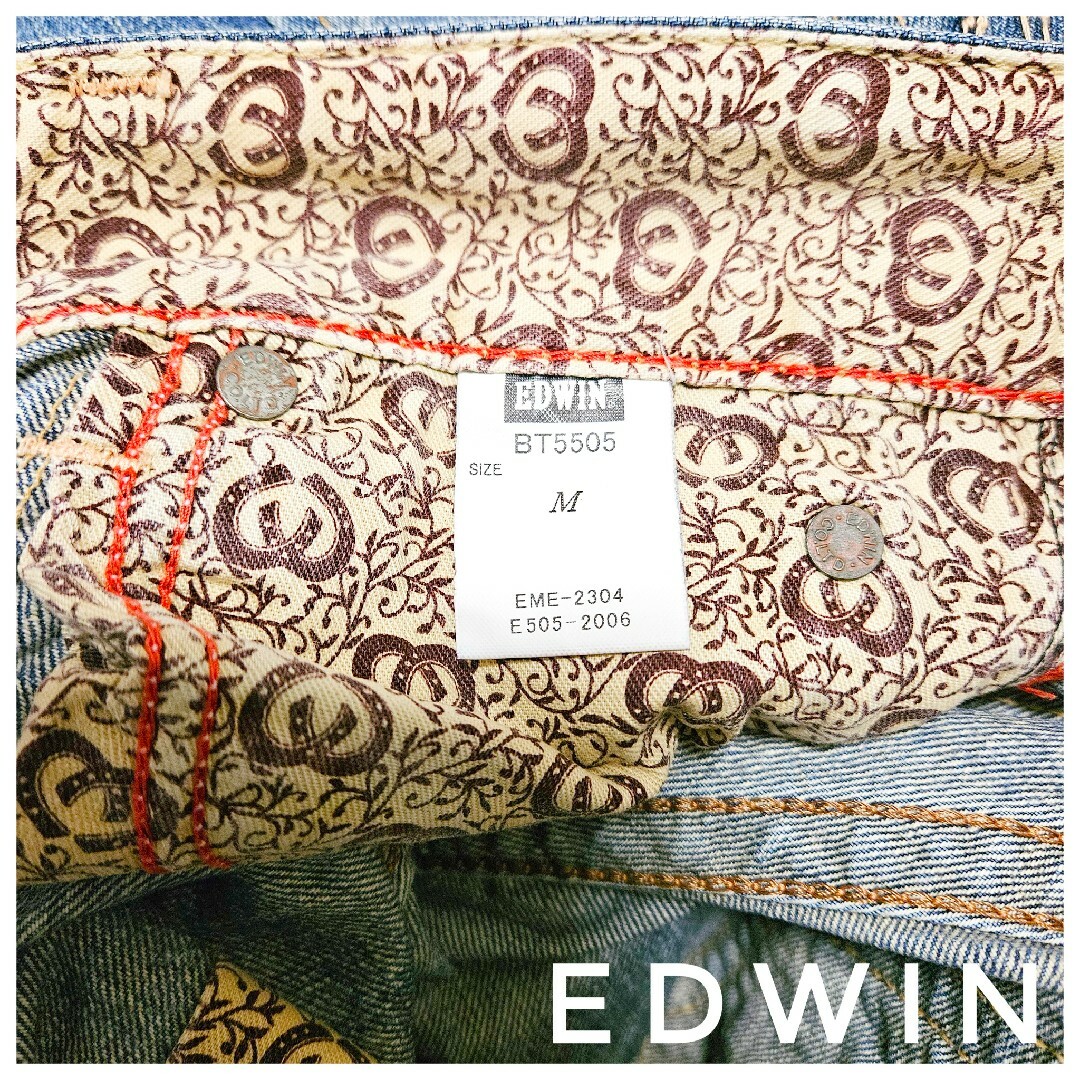 EDWIN(エドウィン)の美品　EDWIN　デニム　ローライズ　ストレート　ジーンズ　青　M　デザイン レディースのパンツ(デニム/ジーンズ)の商品写真