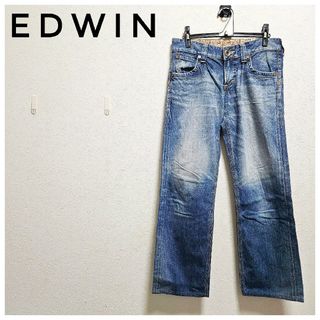 エドウィン(EDWIN)の美品　EDWIN　デニム　ローライズ　ストレート　ジーンズ　青　M　デザイン(デニム/ジーンズ)