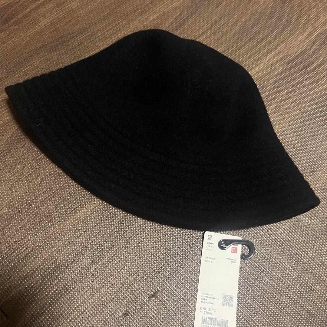 UNIQLO(ユニクロ)のUNIQLO ウール バケットハット 黒 レディースの帽子(ハット)の商品写真