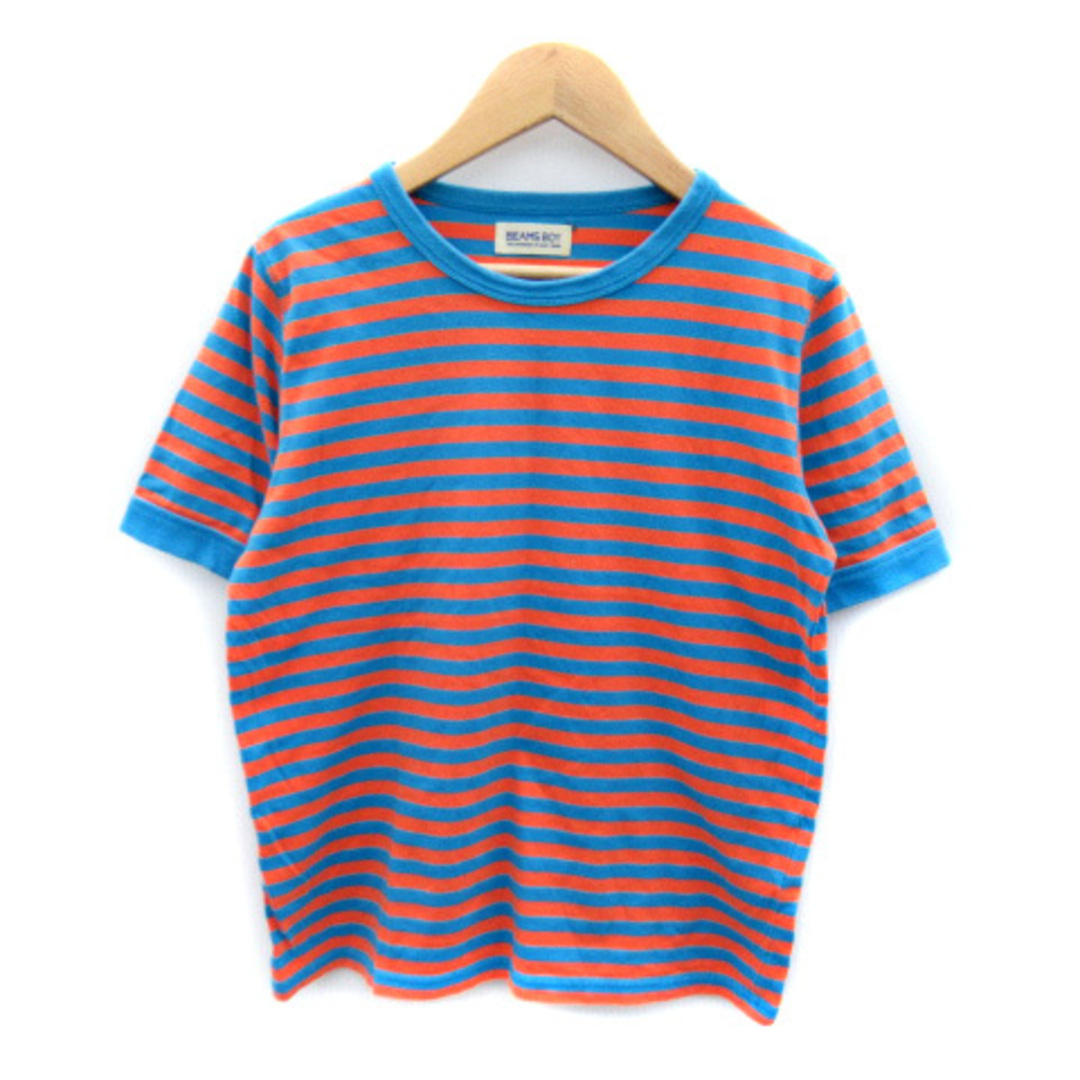 BEAMS BOY(ビームスボーイ)のビームスボーイ Tシャツ カットソー ラウンドネック ボーダー柄 オレンジ 水色 レディースのトップス(Tシャツ(半袖/袖なし))の商品写真